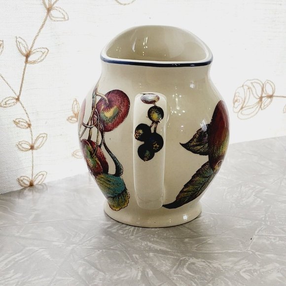 Pier 1 Macintosh Earthenware Creamer 12 oz pitcher 4" England apples cherries - Picture 2 of 11